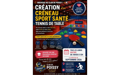 Création d'un créneau Sport Santé les lundis matin de 10h30 à 12h