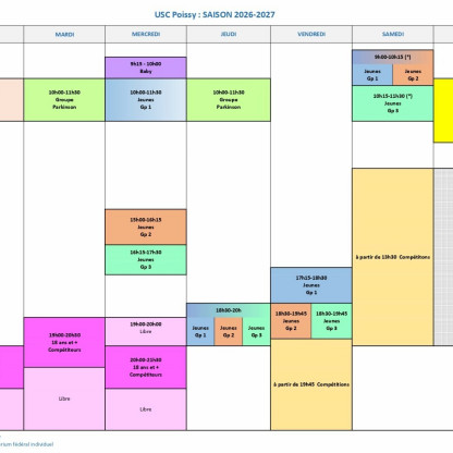 horaires 2026/2027